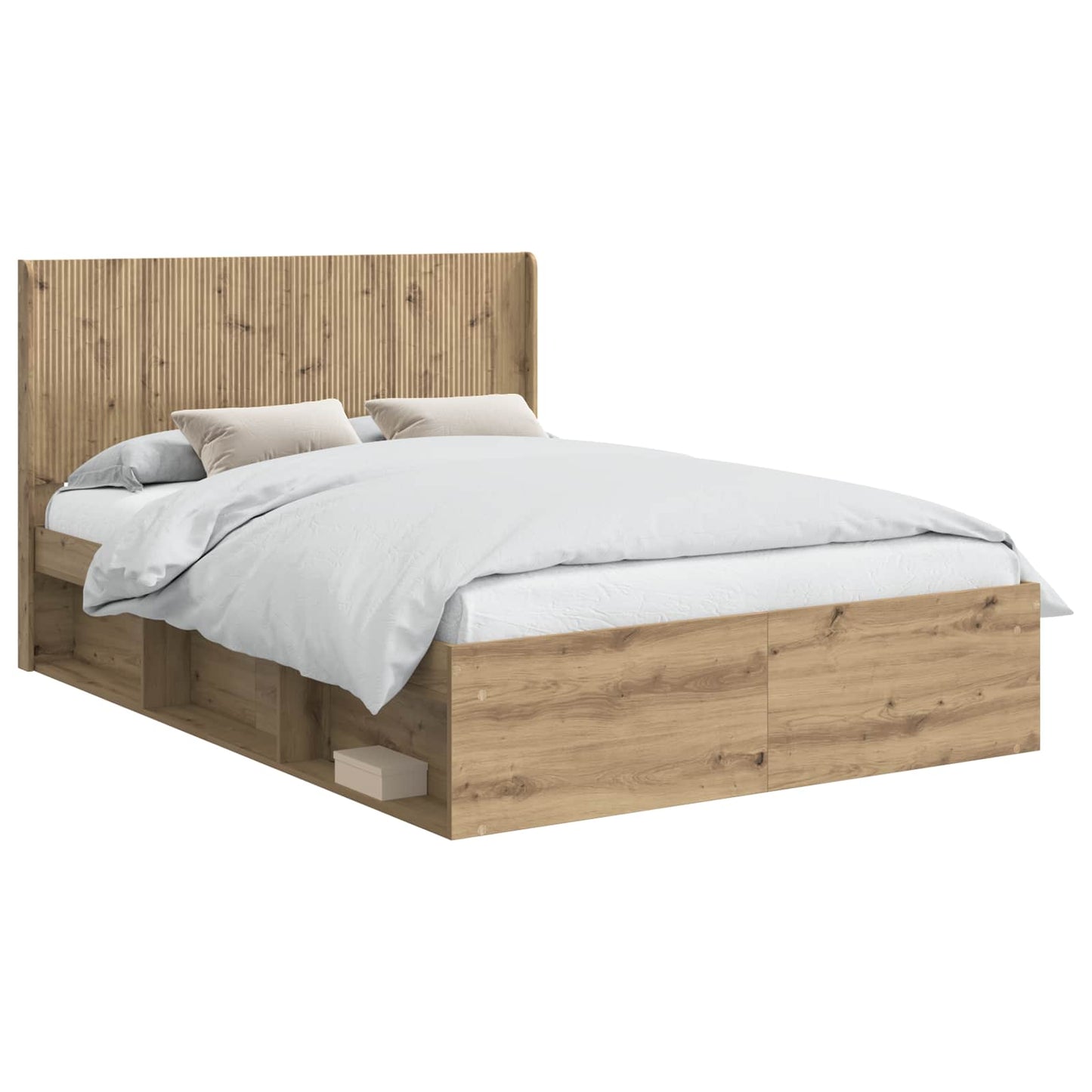 Bed Frame with Storage and Headboard Artisan Oak 150 x 200 cm