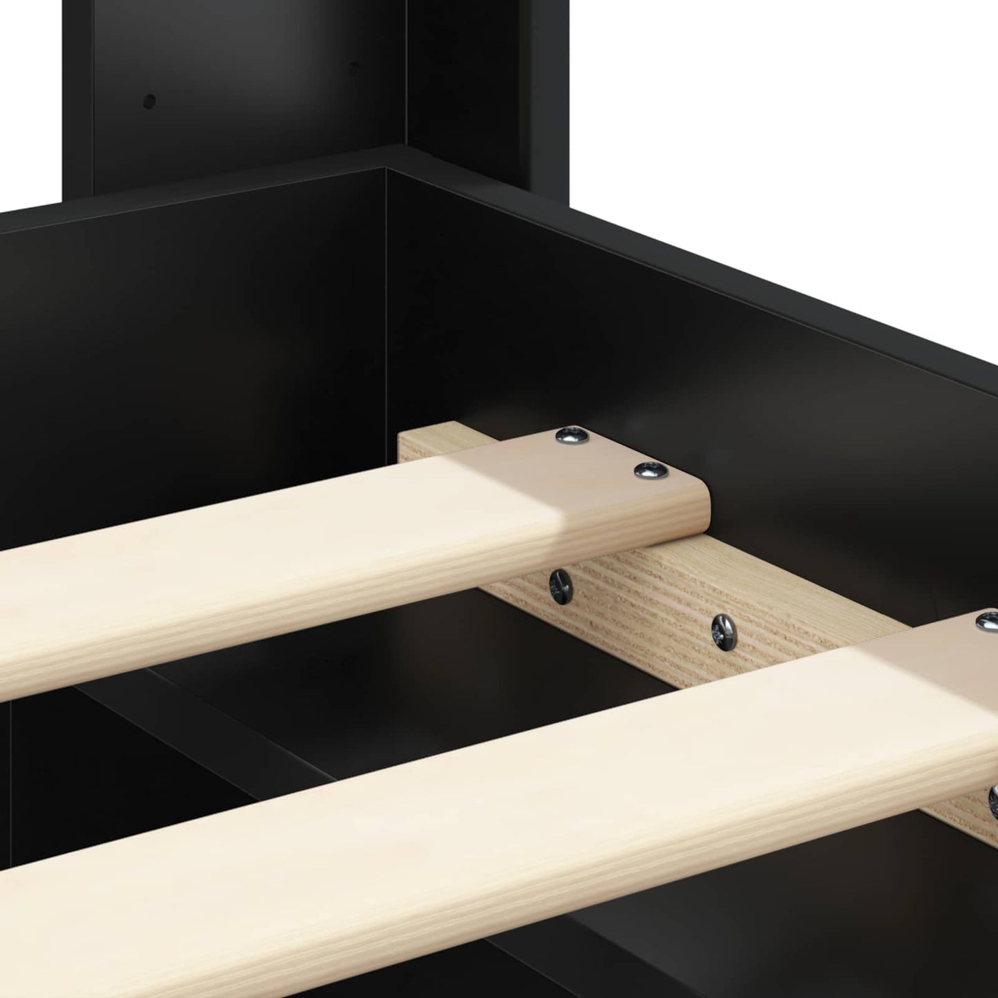 Bed Frame with Storage and Headboard Black 120 x 200 cm