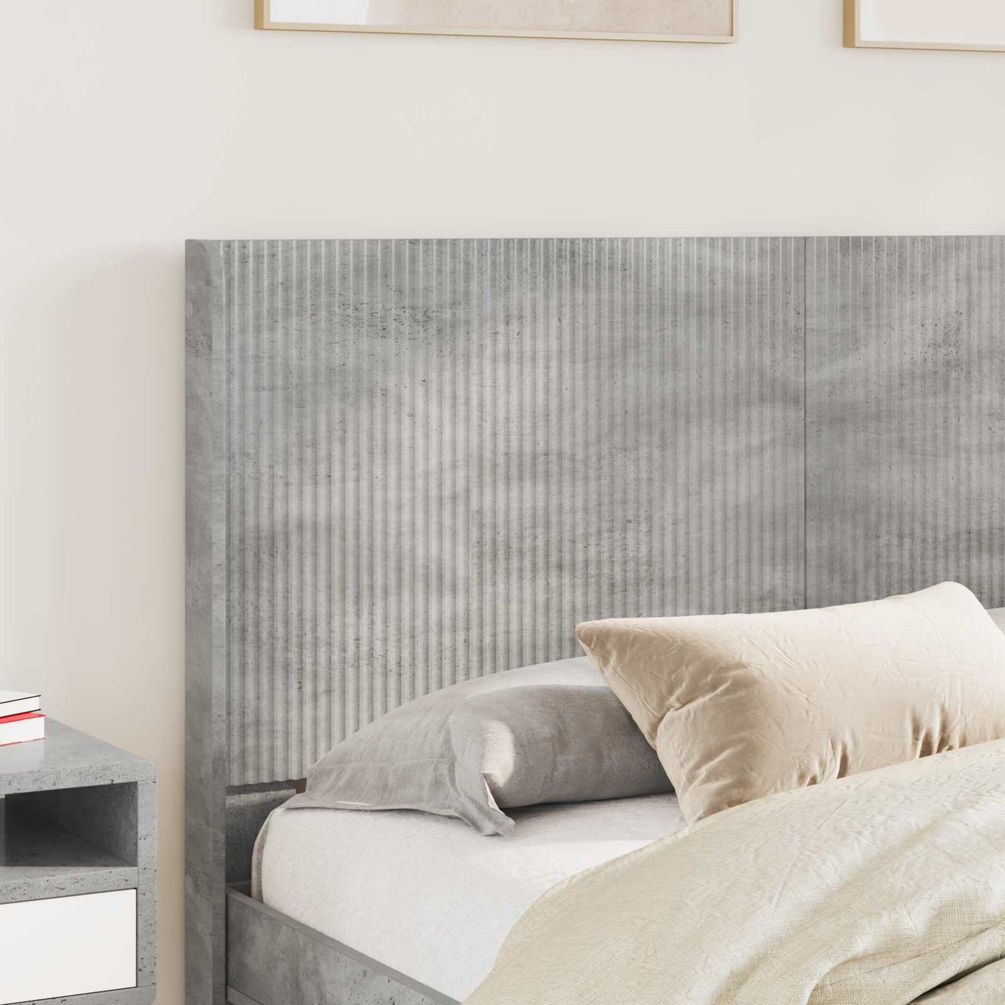 Bed Frame with Storage and Headboard Concrete Grey 120 x 200 cm
