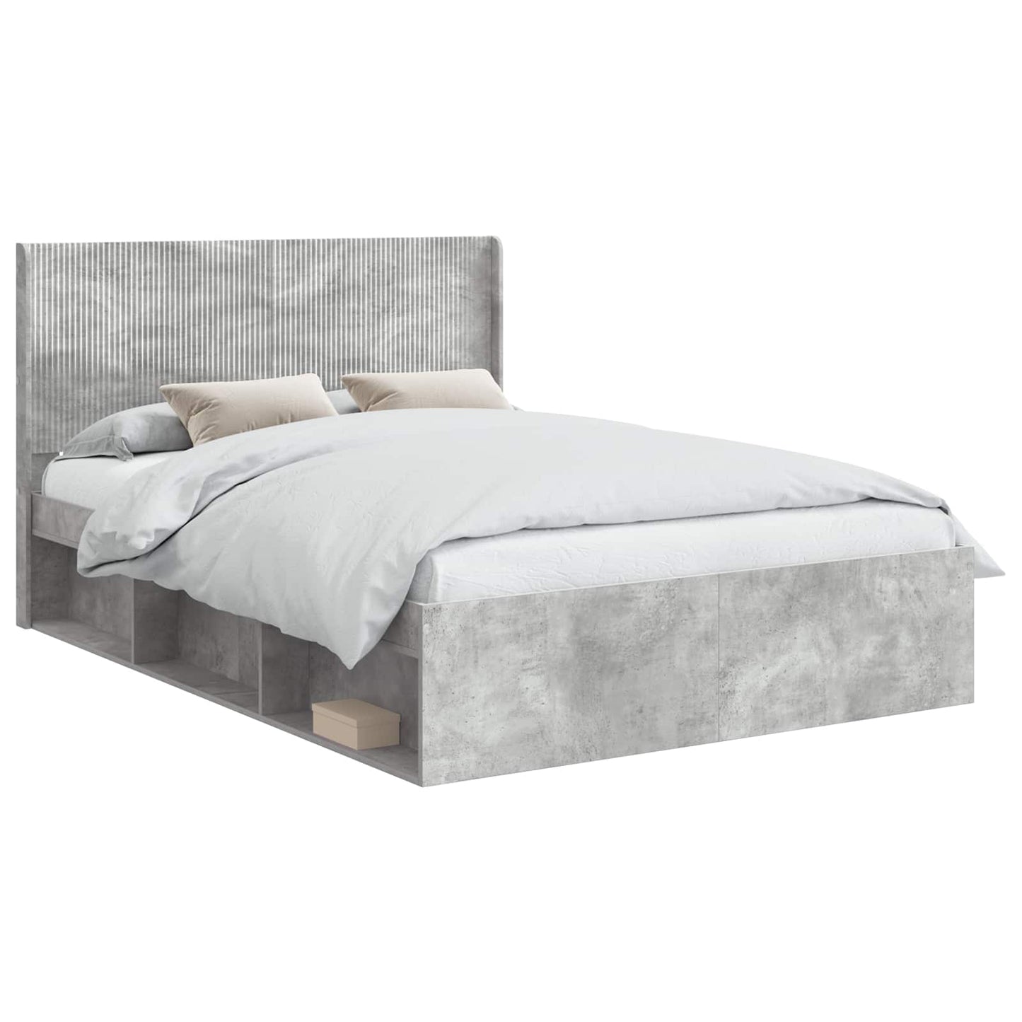Bed Frame with Storage and Headboard Concrete Grey 120 x 200 cm