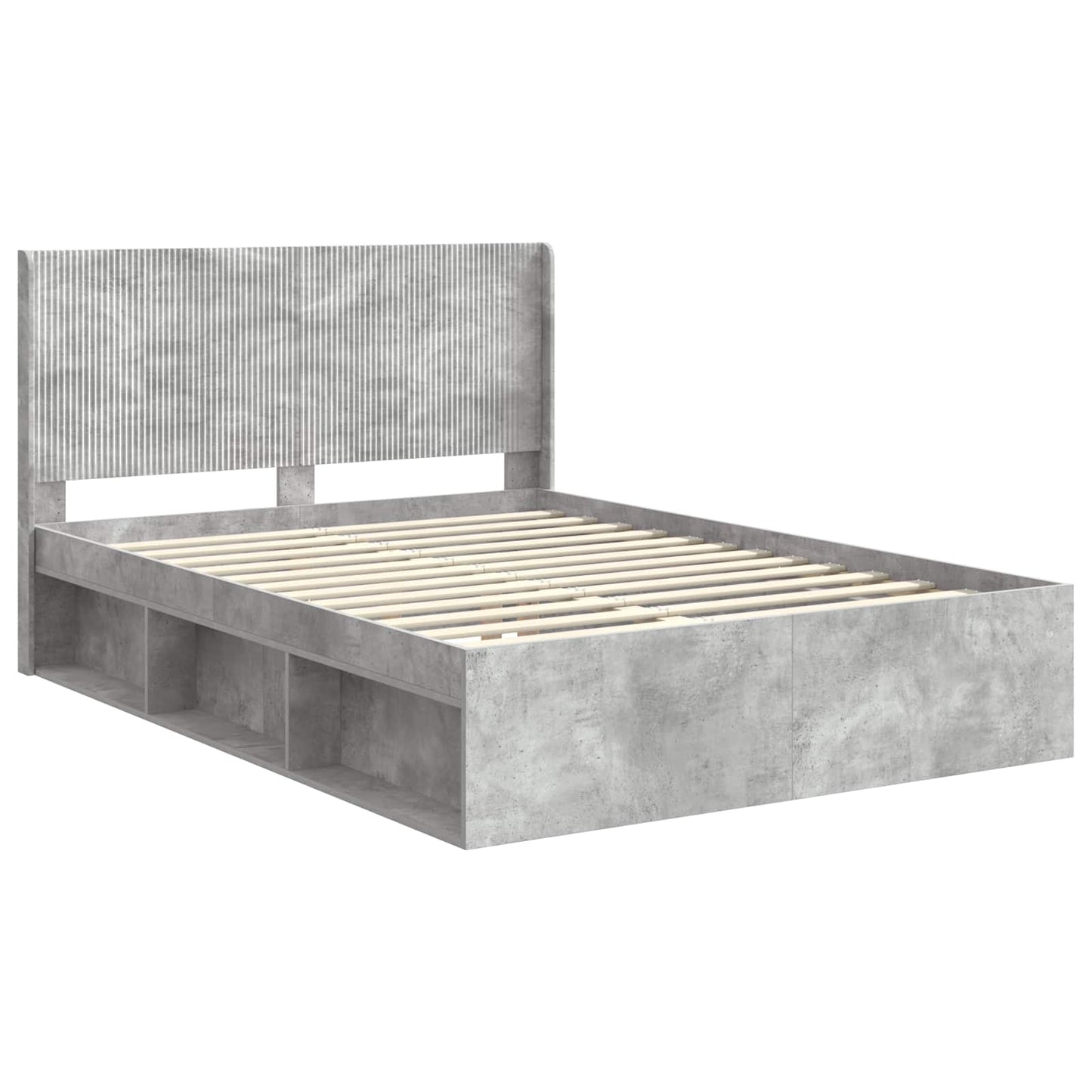 Bed Frame with Storage and Headboard Concrete Grey 120 x 200 cm