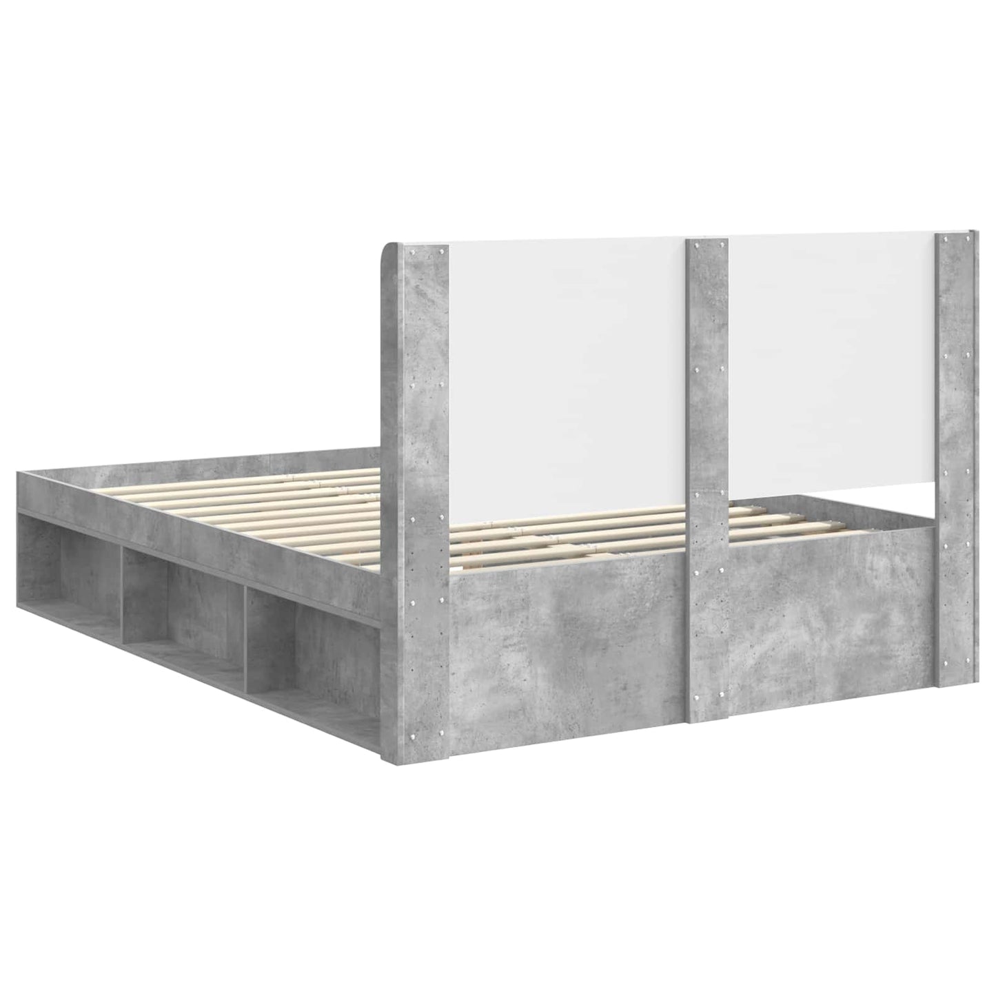 Bed Frame with Storage and Headboard Concrete Grey 120 x 200 cm