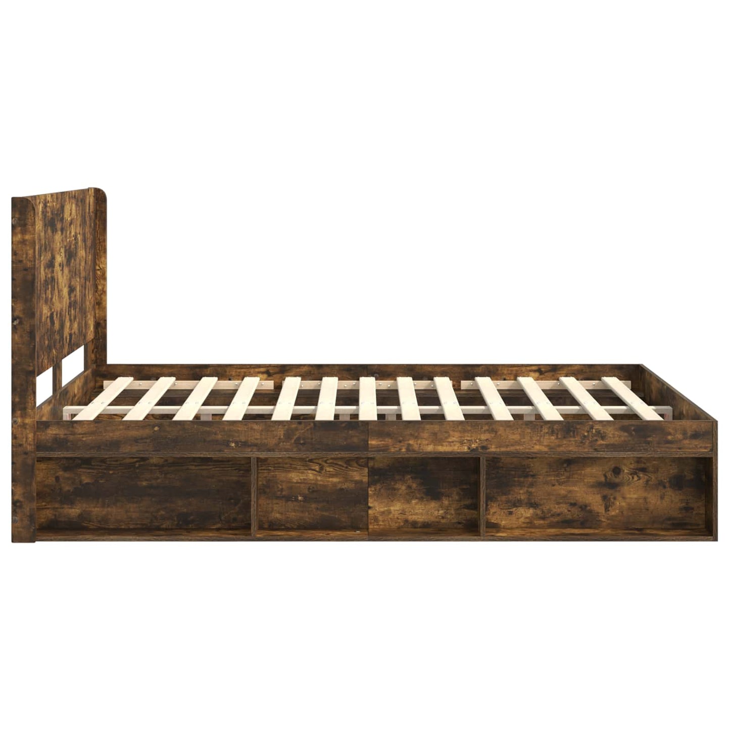 Bed Frame with Storage and Headboard Smoked Oak 120 x 200 cm