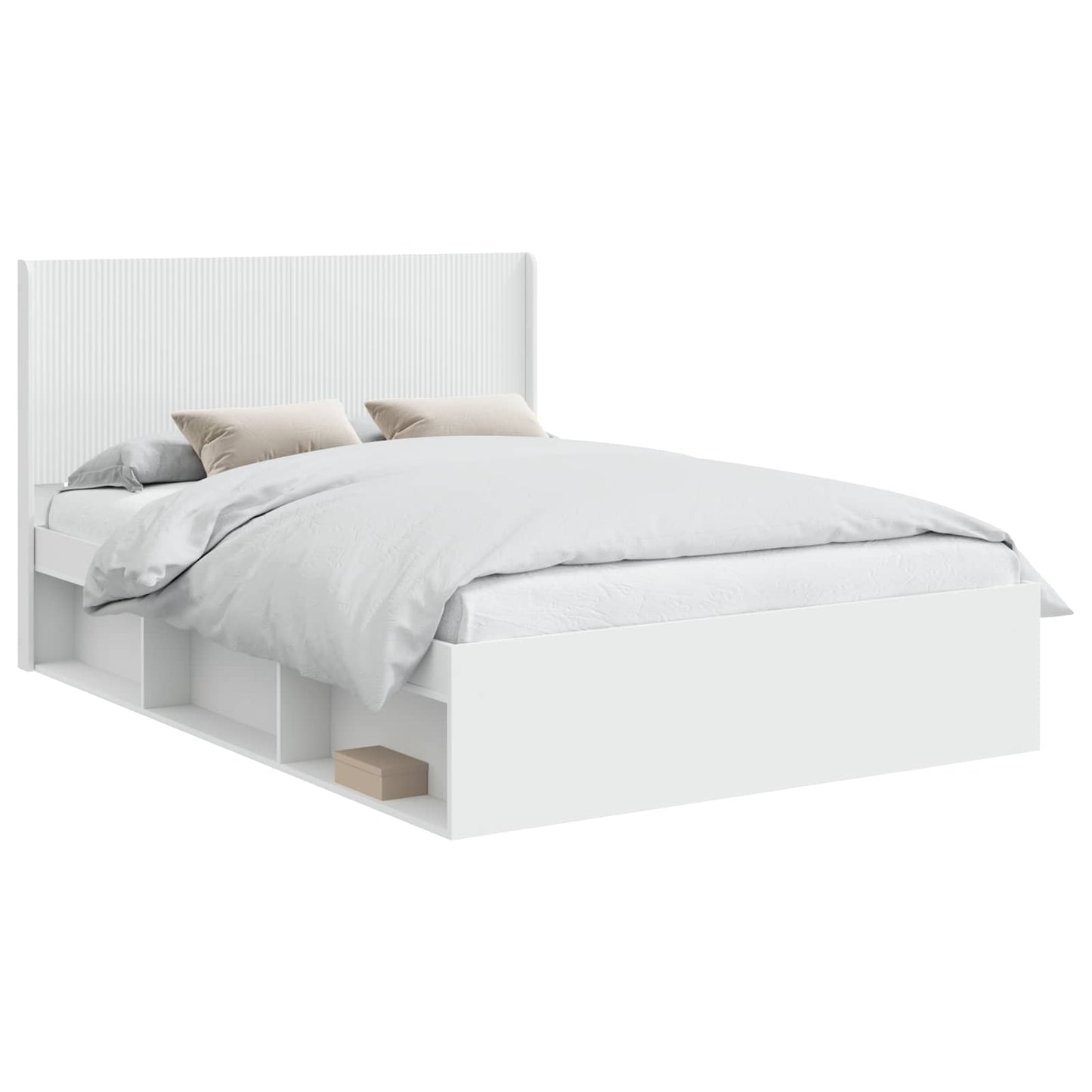 Bed Frame with Storage and Headboard White 120 x 190 cm