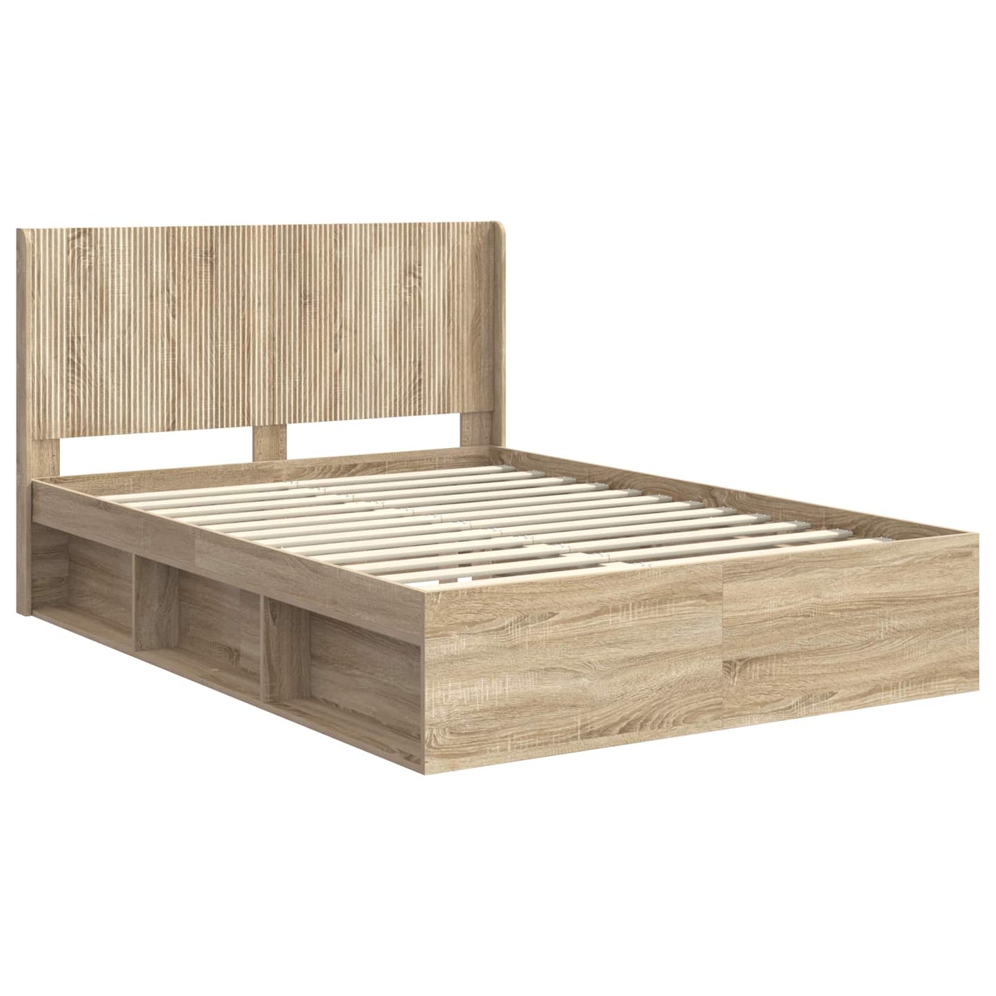 Bed Frame with Storage and Headboard Sonoma Oak 120 x 190 cm