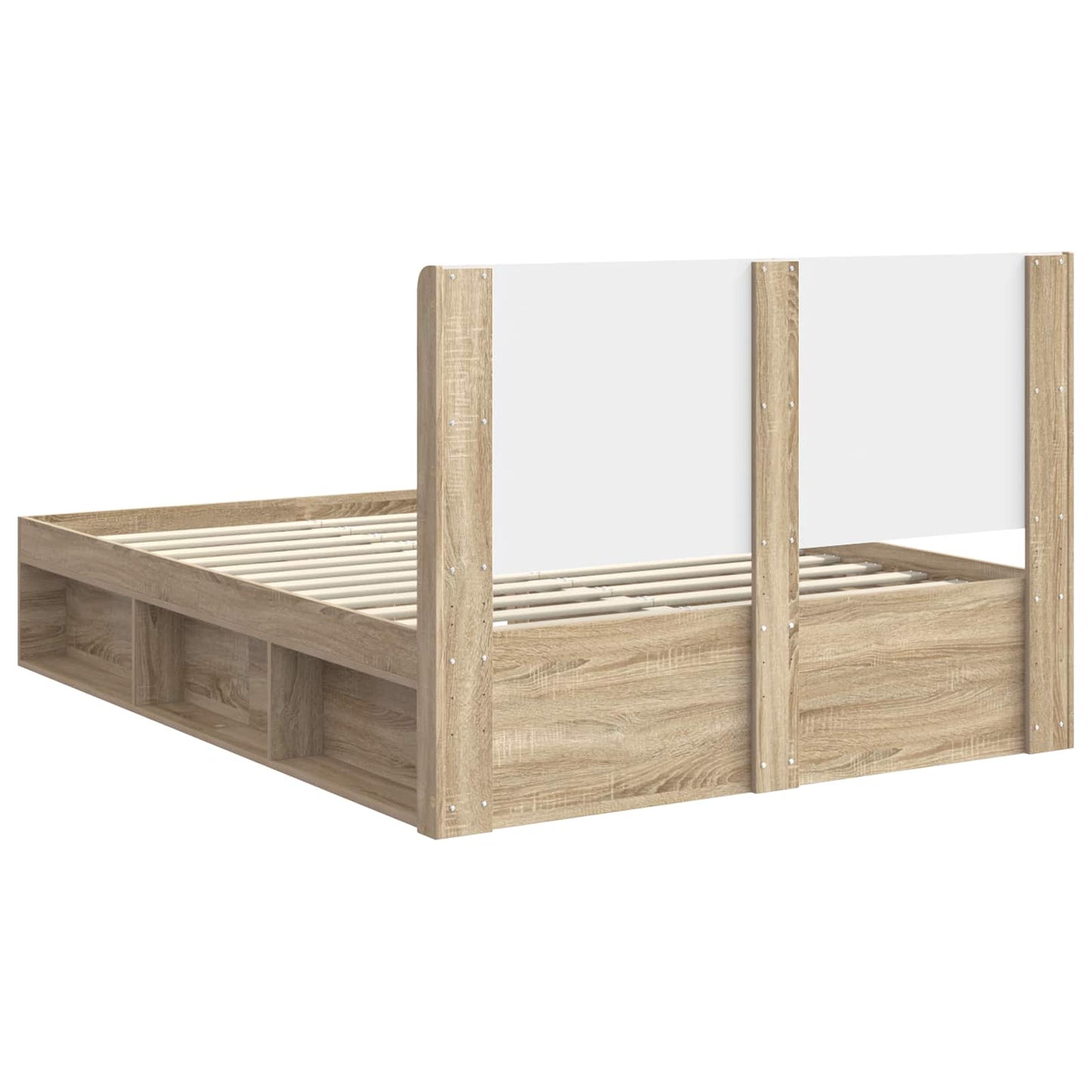 Bed Frame with Storage and Headboard Sonoma Oak 120 x 190 cm