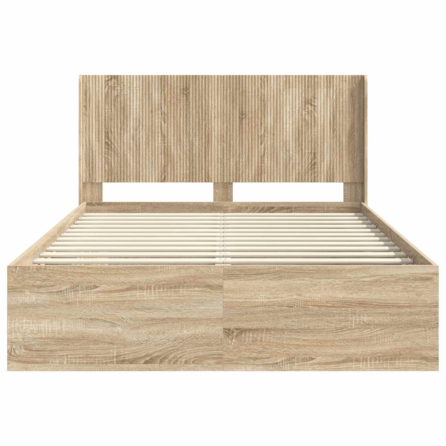 Bed Frame with Storage and Headboard Sonoma Oak 120 x 190 cm