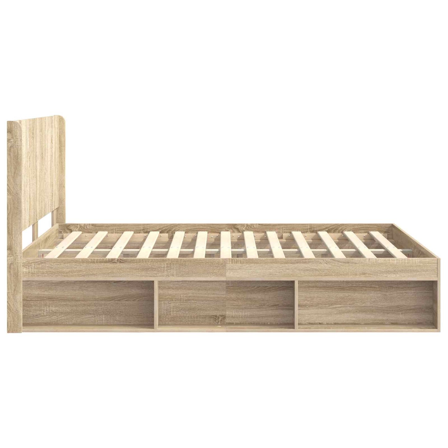 Bed Frame with Storage and Headboard Sonoma Oak 120 x 190 cm