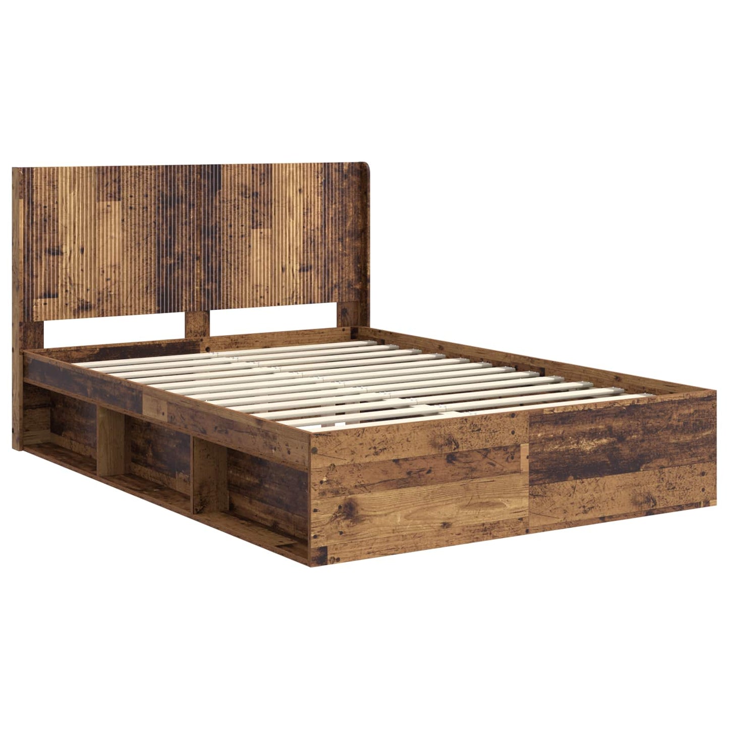 Bed Frame with Storage and Headboard Old Wood 120 x 190 cm