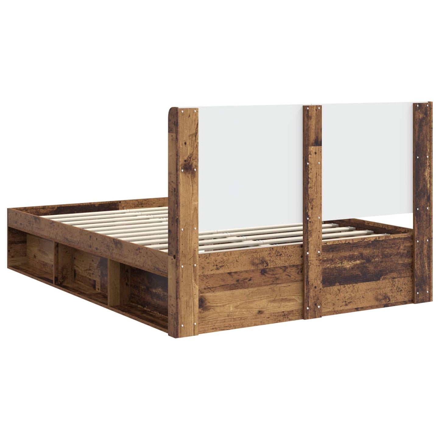 Bed Frame with Storage and Headboard Old Wood 120 x 190 cm