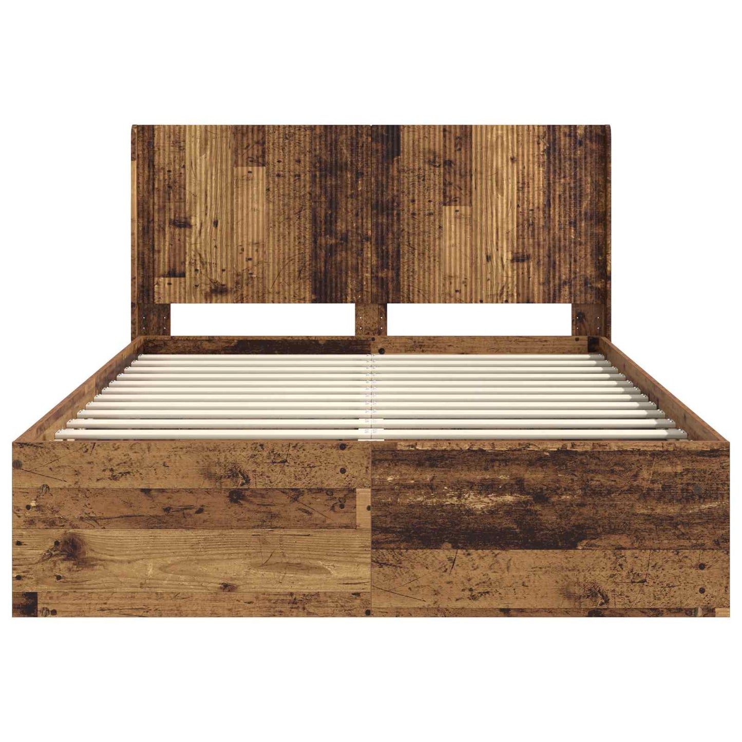 Bed Frame with Storage and Headboard Old Wood 120 x 190 cm
