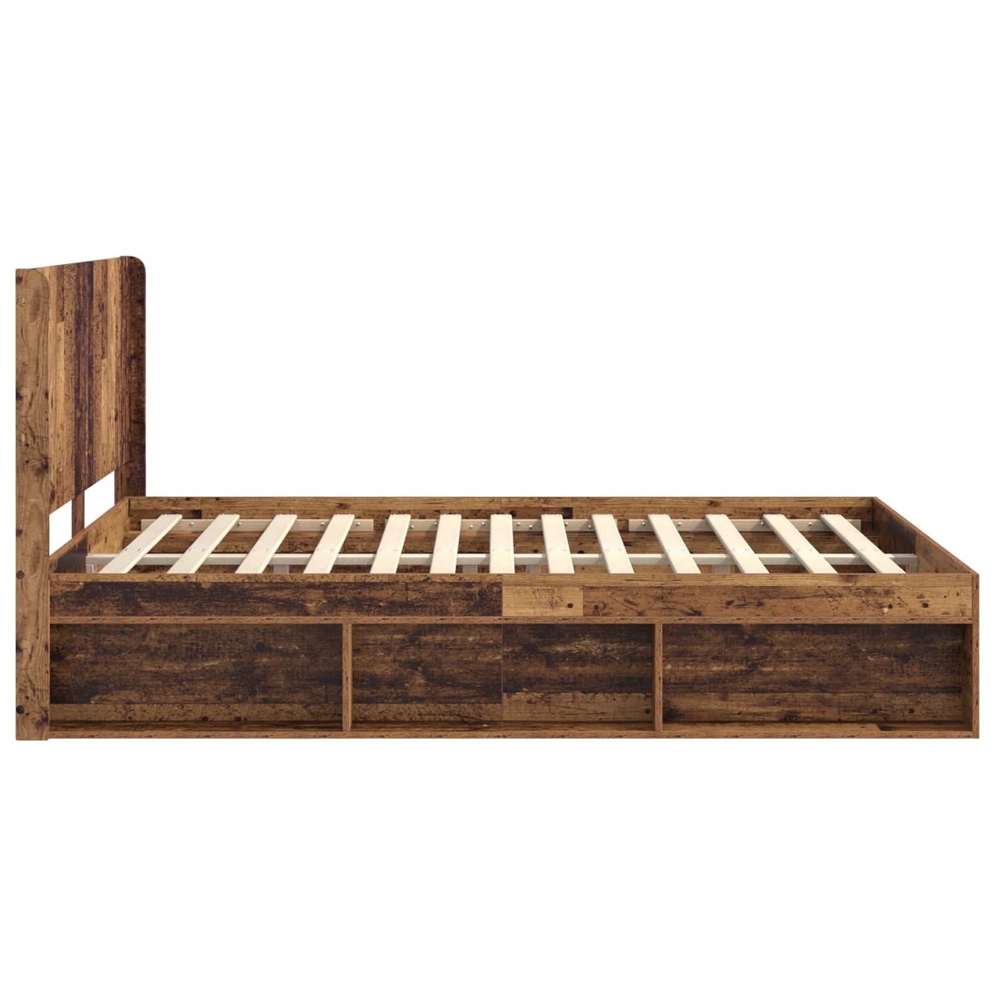 Bed Frame with Storage and Headboard Old Wood 120 x 190 cm