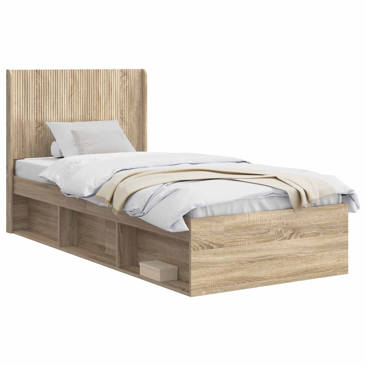 Bed Frame with Storage and Headboard Sonoma Oak 100 x 200 cm
