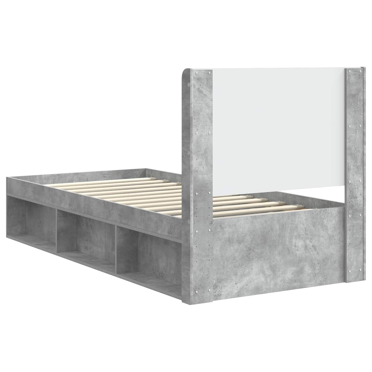 Bed Frame with Storage and Headboard Concrete Grey 100 x 200 cm