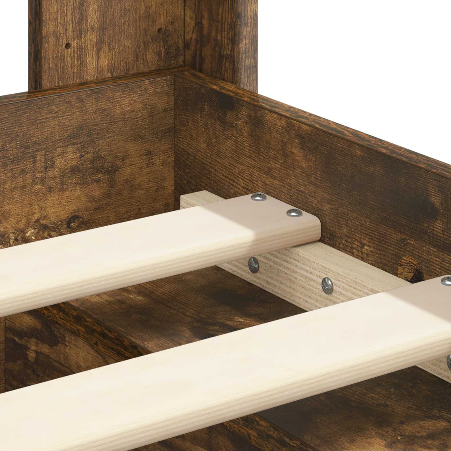 Bed Frame with Storage and Headboard Smoked Oak 100 x 200 cm
