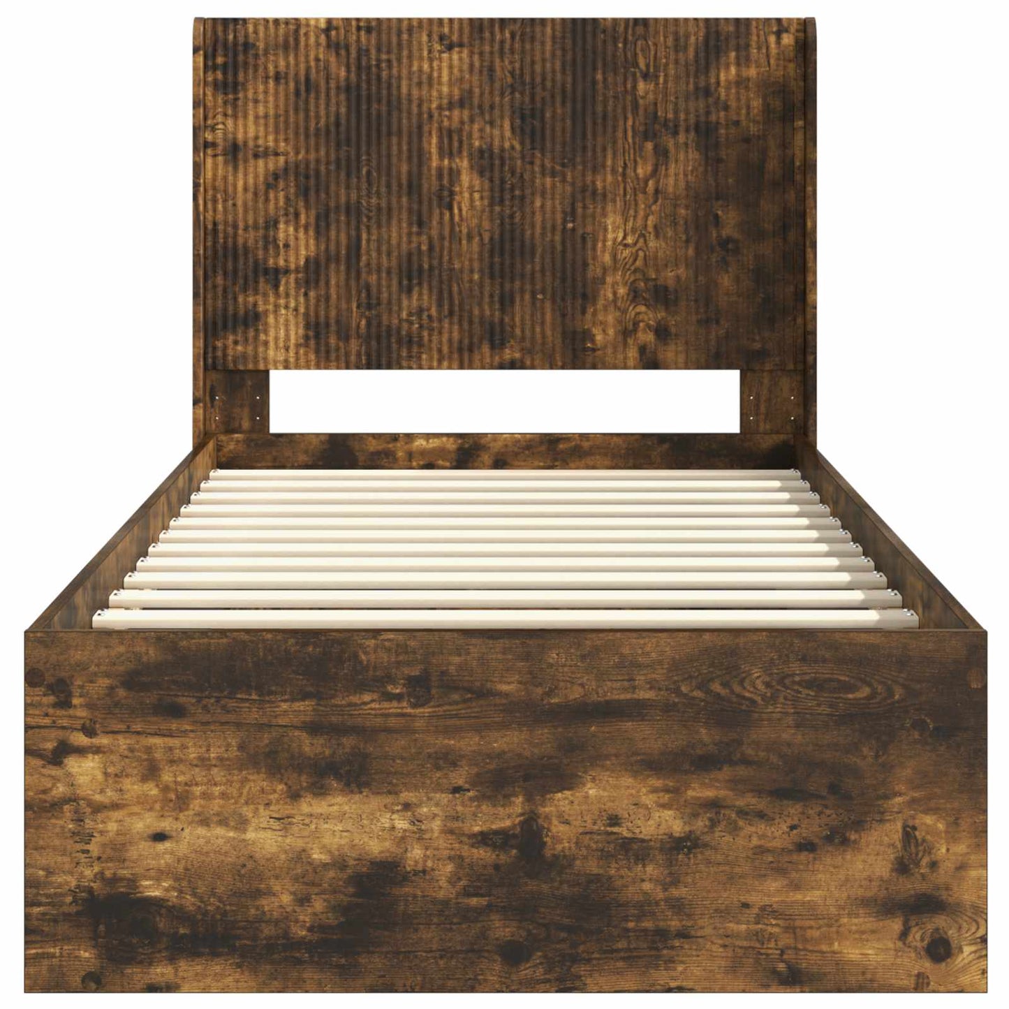 Bed Frame with Storage and Headboard Smoked Oak 100 x 200 cm