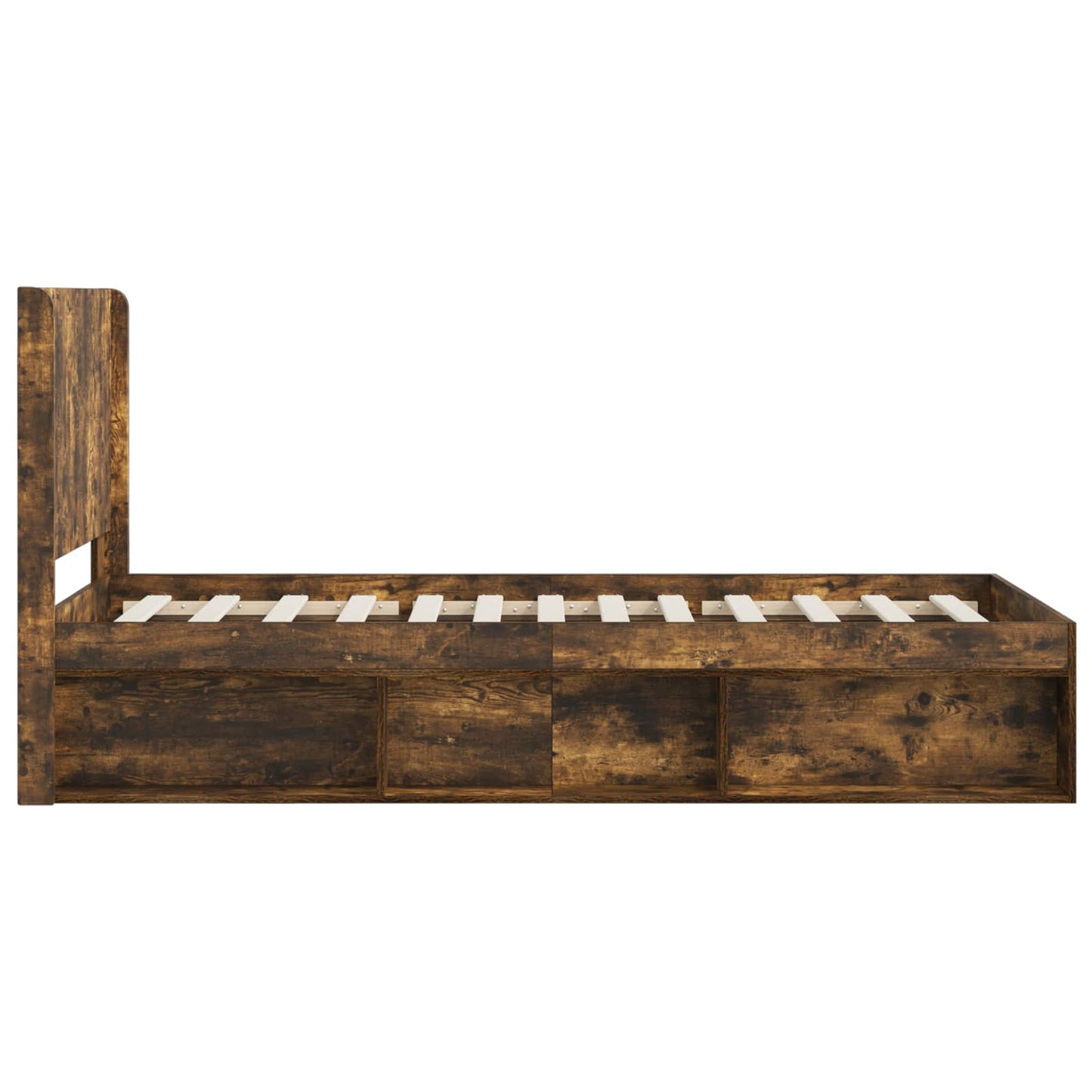 Bed Frame with Storage and Headboard Smoked Oak 100 x 200 cm