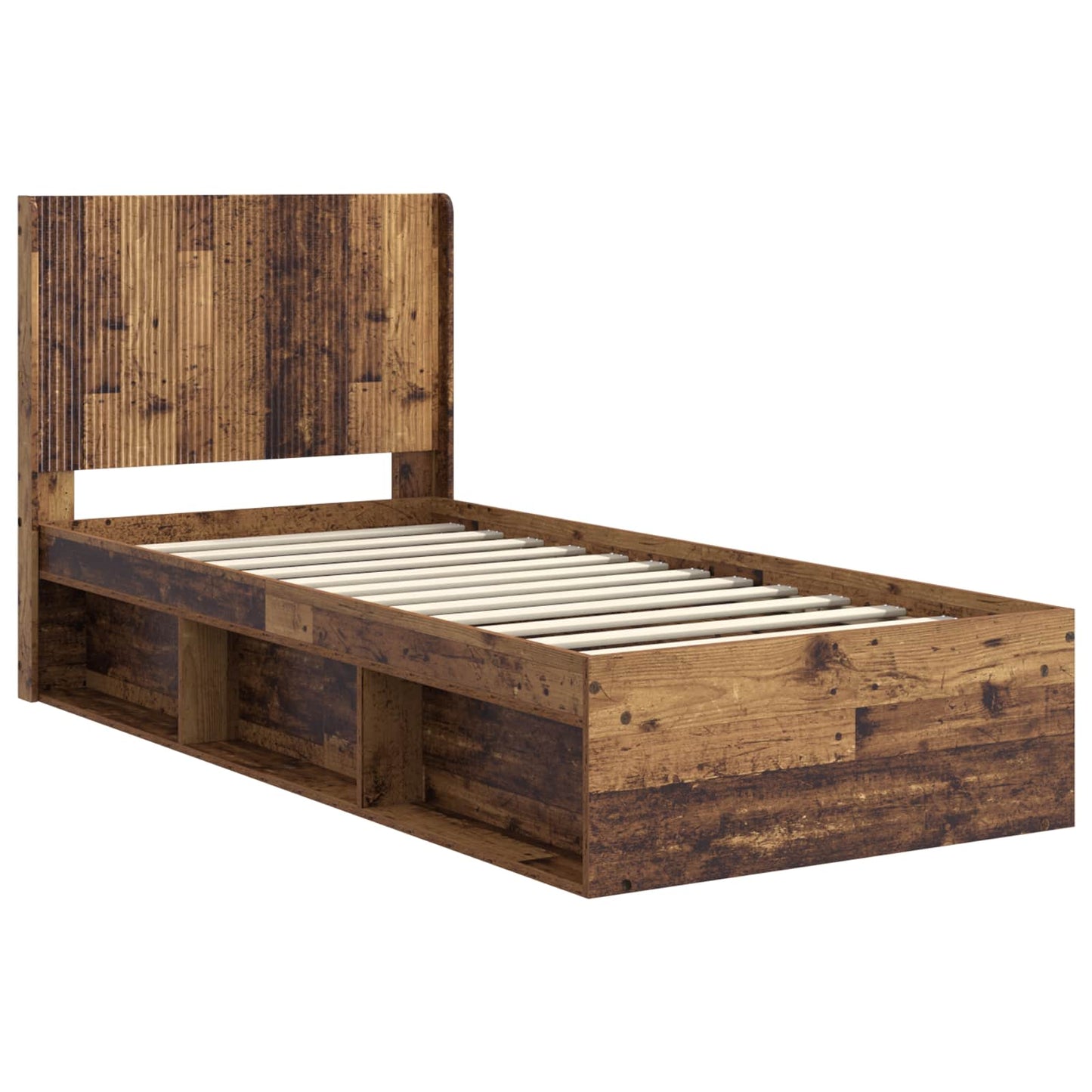 Bed Frame with Storage and Headboard Old Wood 100 x 200 cm