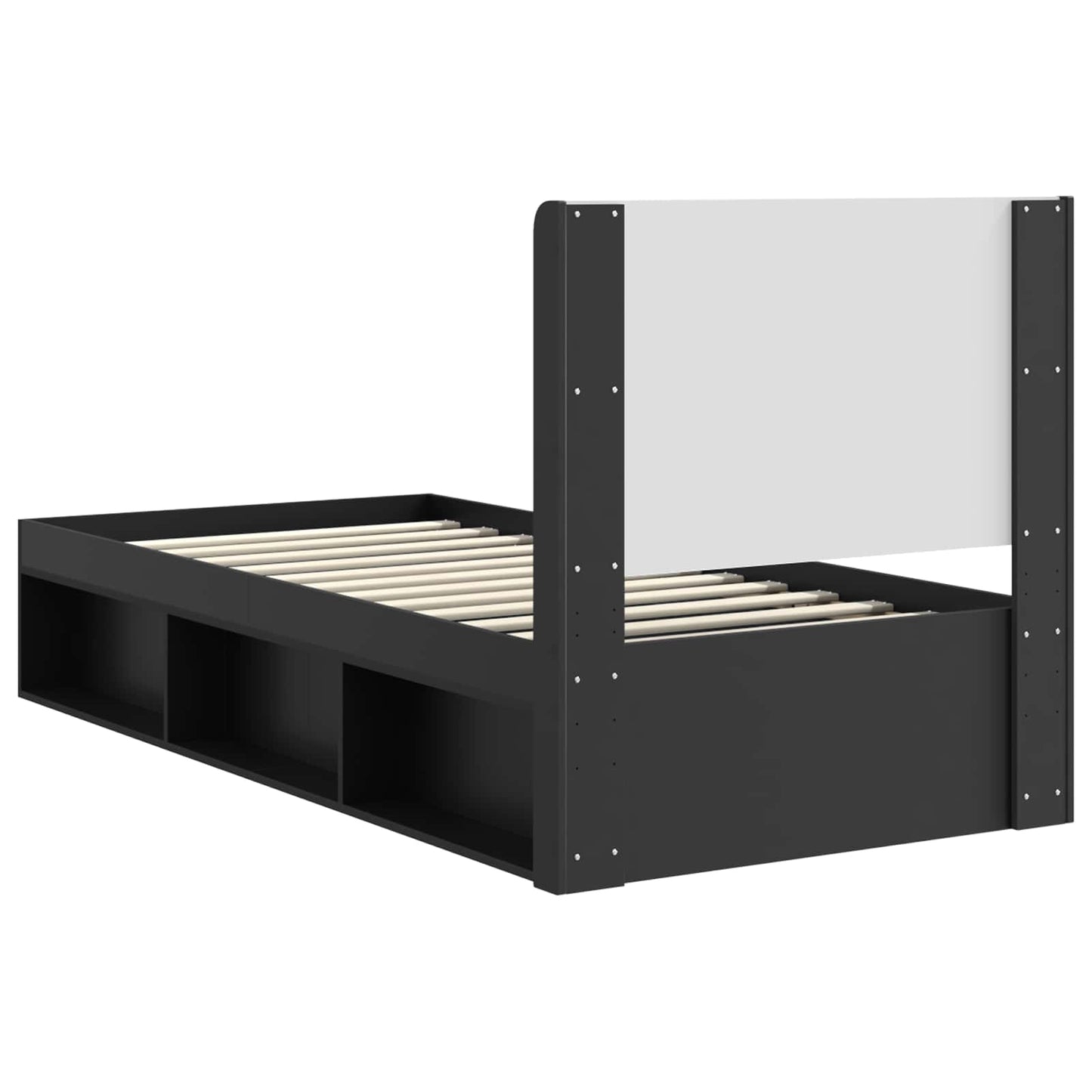 Bed Frame with Storage and Headboard Black 90 x 200 cm