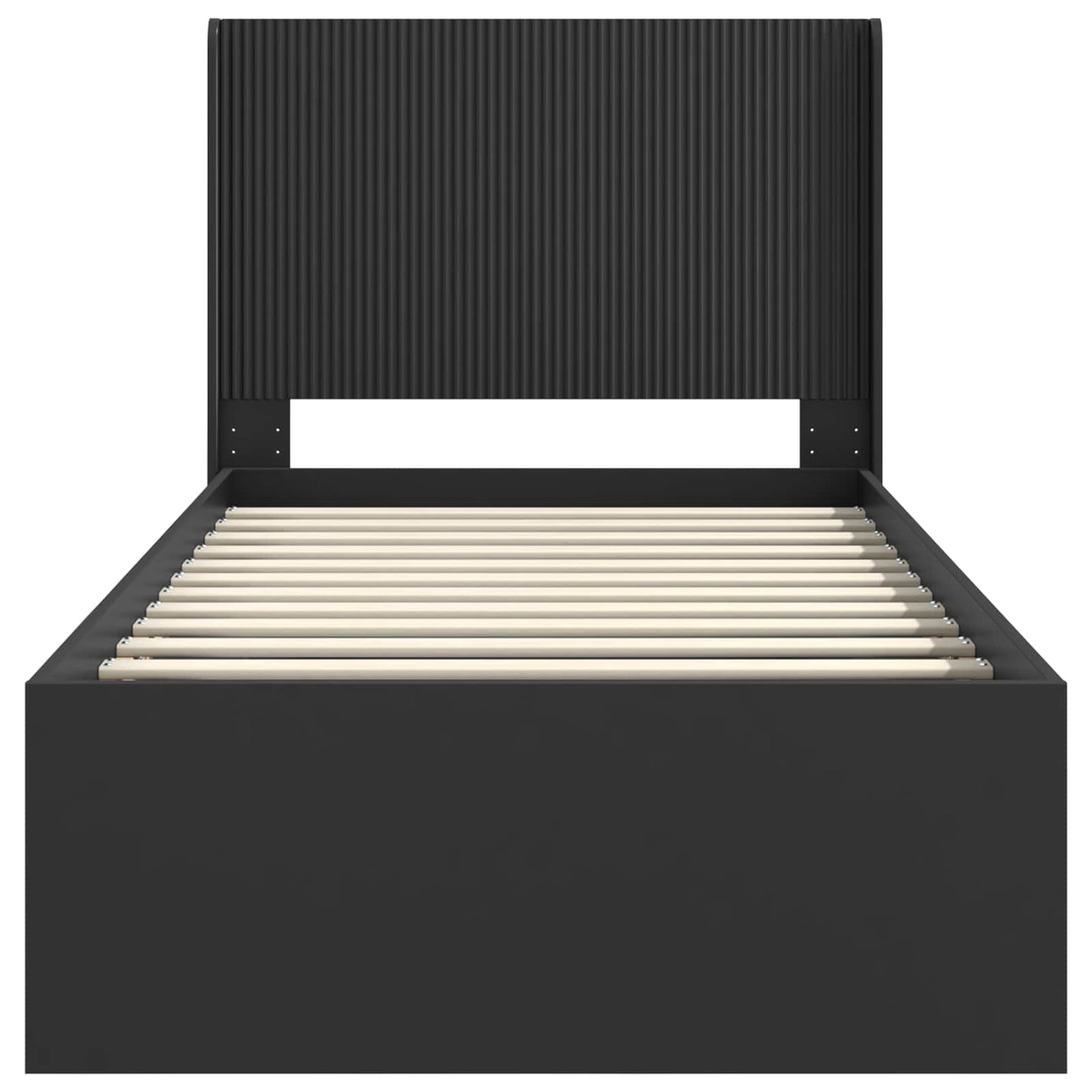 Bed Frame with Storage and Headboard Black 90 x 200 cm
