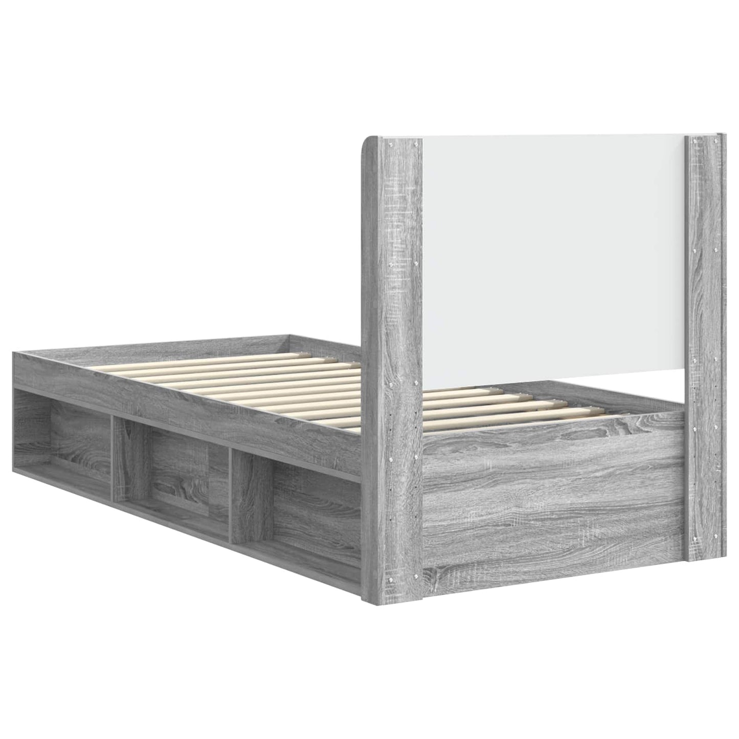Bed Frame with Storage and Headboard Grey Sonoma 90 x 200 cm