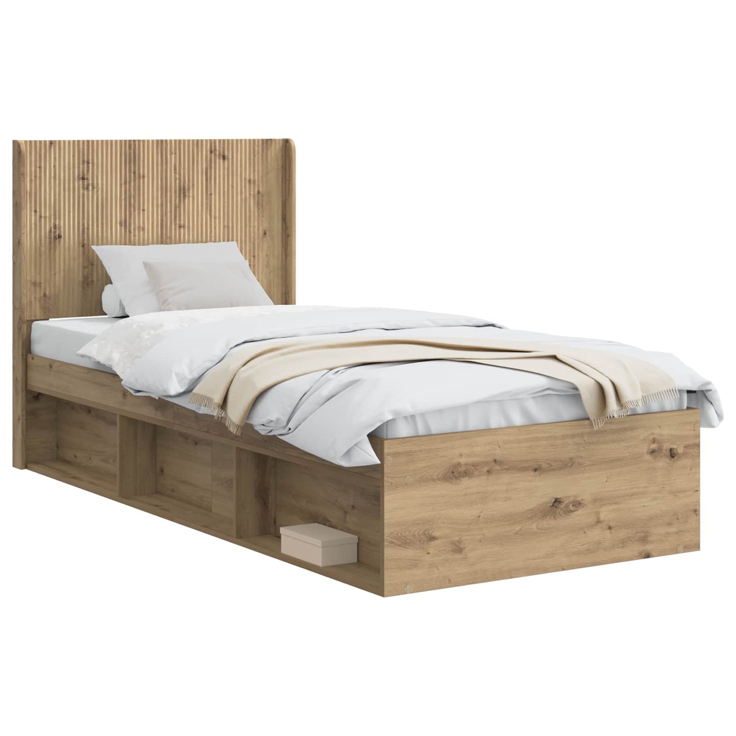 Bed Frame with Storage and Headboard Artisan Oak 90 x 200 cm