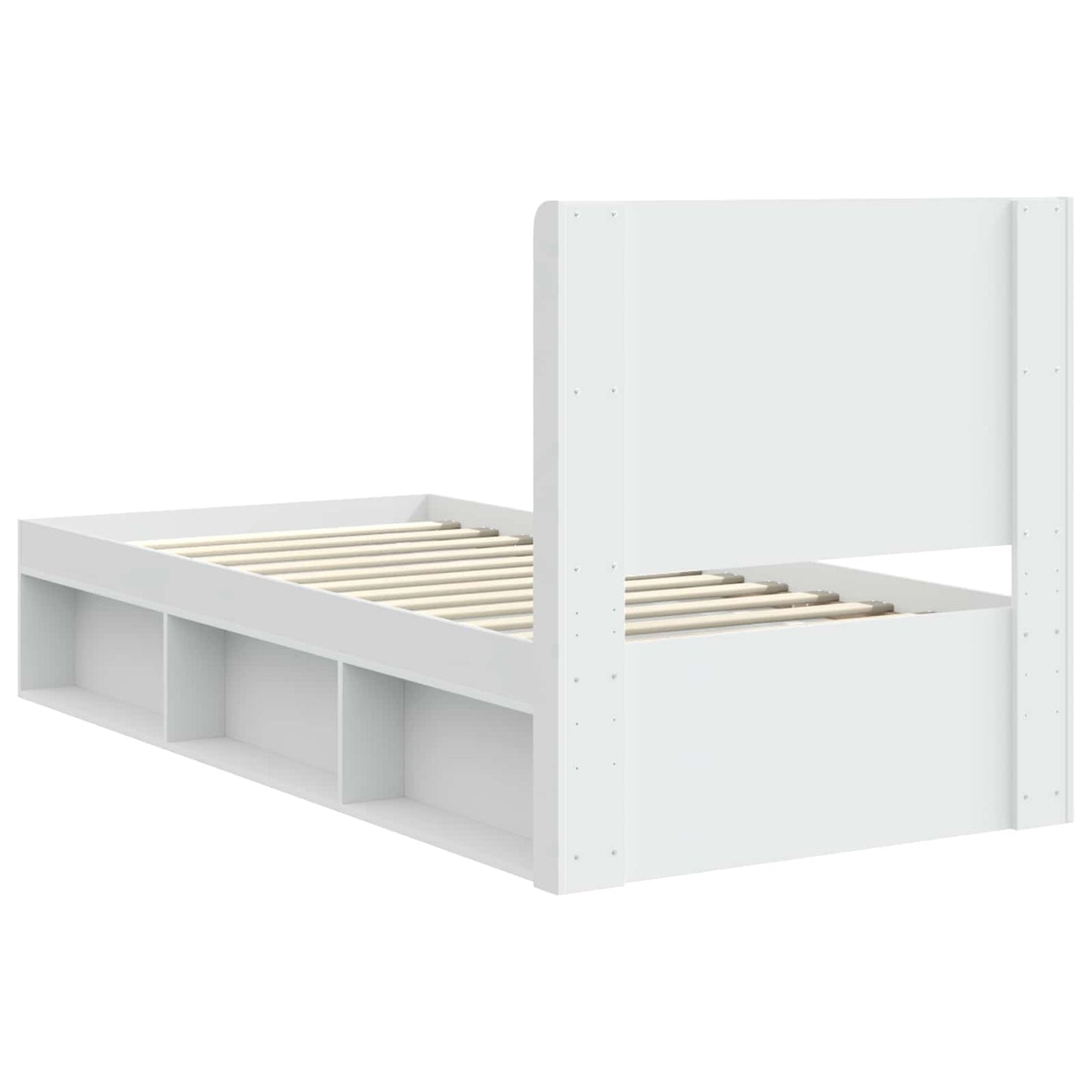 Bed Frame with Storage and Headboard White 90 x 190 cm