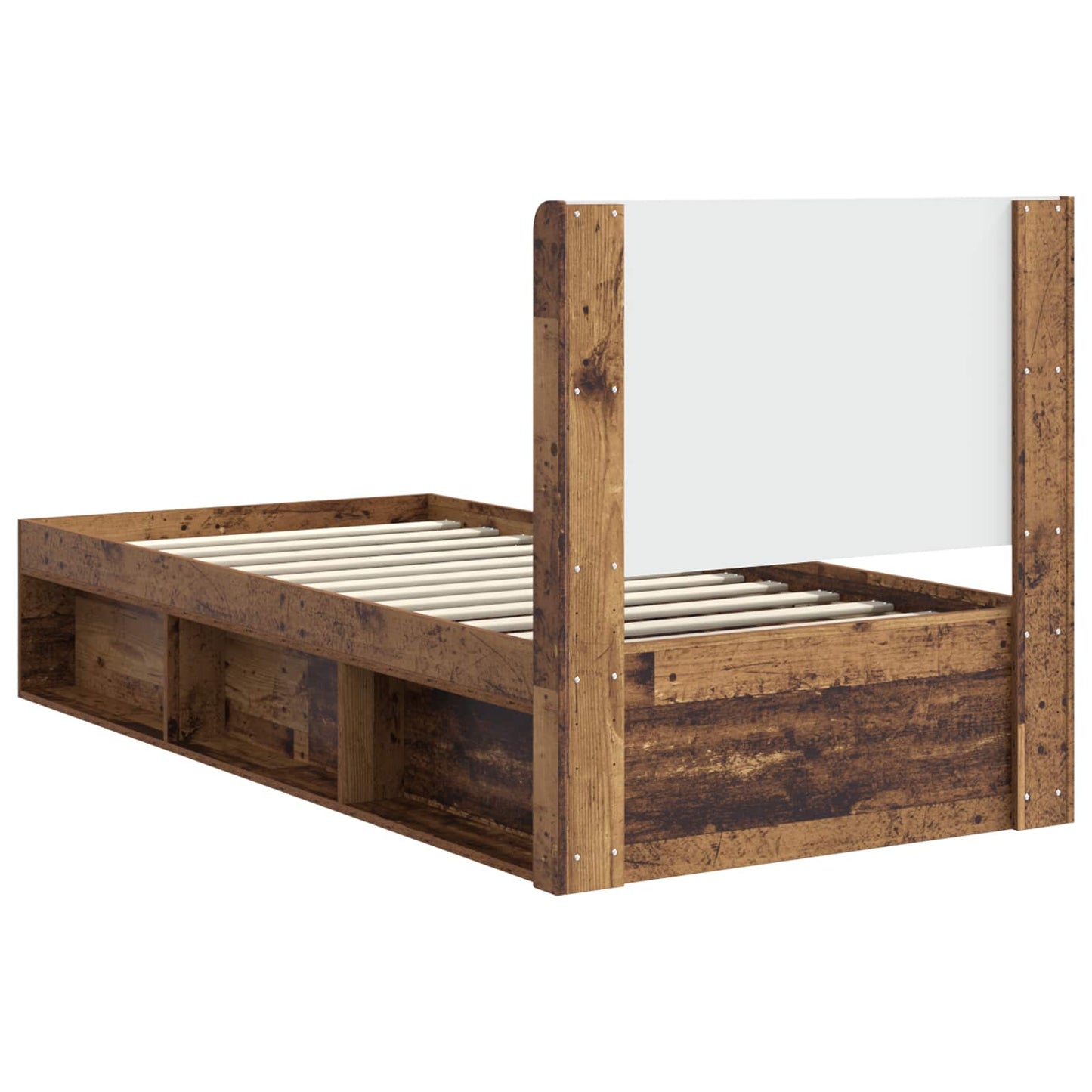 Bed Frame with Storage and Headboard Old Wood 90 x 190 cm