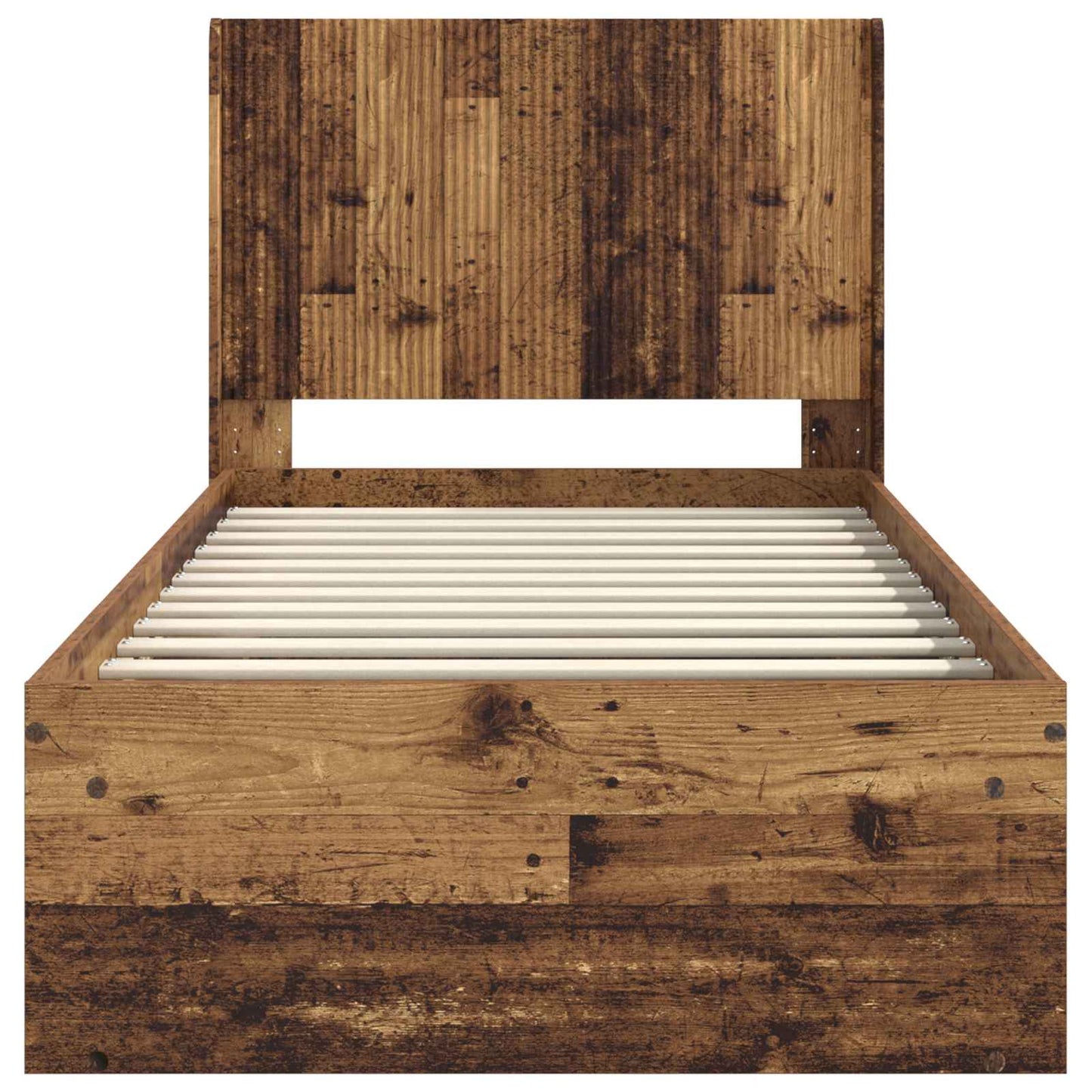 Bed Frame with Storage and Headboard Old Wood 90 x 190 cm