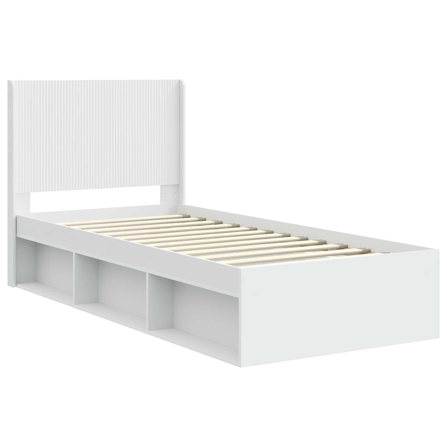 Bed Frame with Storage and Headboard White 75 x 190 cm