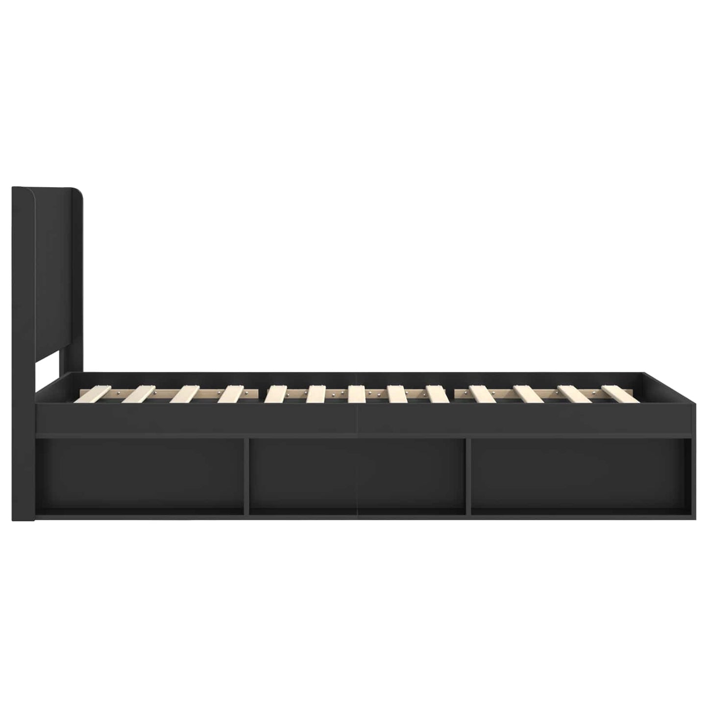 Bed Frame with Storage and Headboard Black 75 x 190 cm