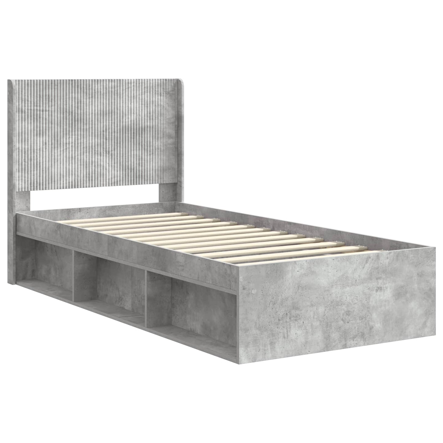 Bed Frame with Storage and Headboard Concrete Grey 75 x 190 cm