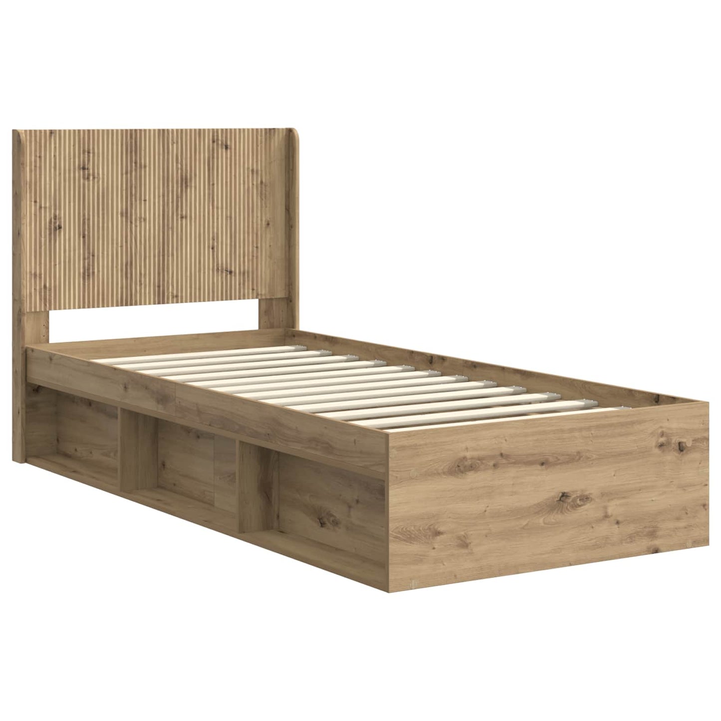 Bed Frame with Storage and Headboard Artisan Oak 75 x 190 cm