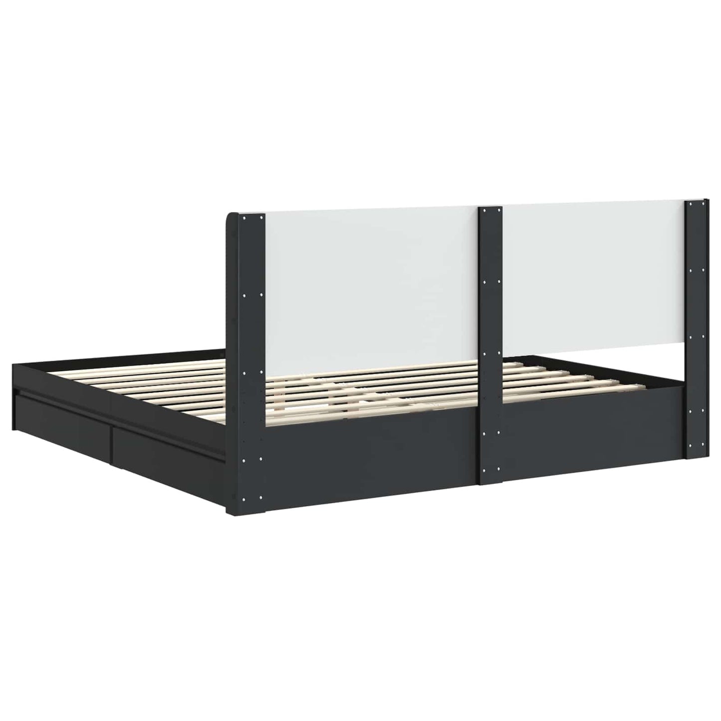Bed Frame with Storage and Headboard Black 200 x 200 cm