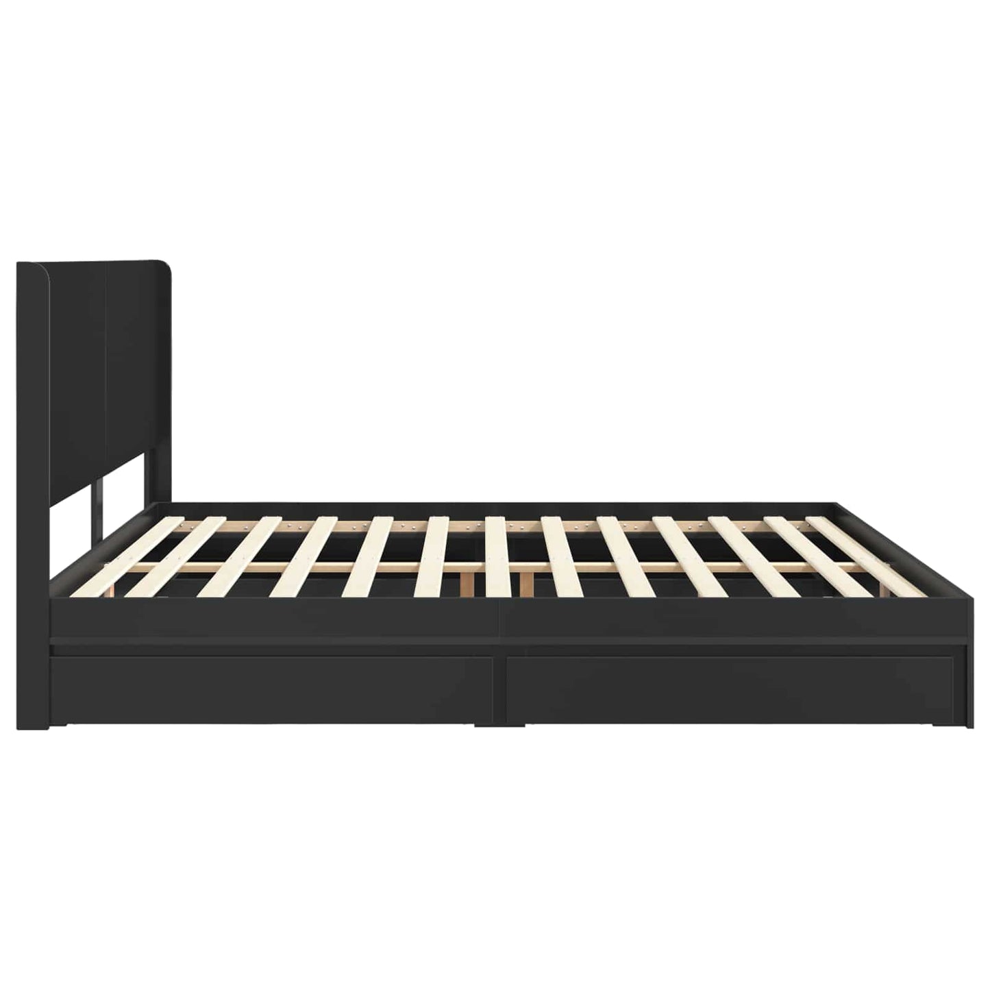 Bed Frame with Storage and Headboard Black 200 x 200 cm