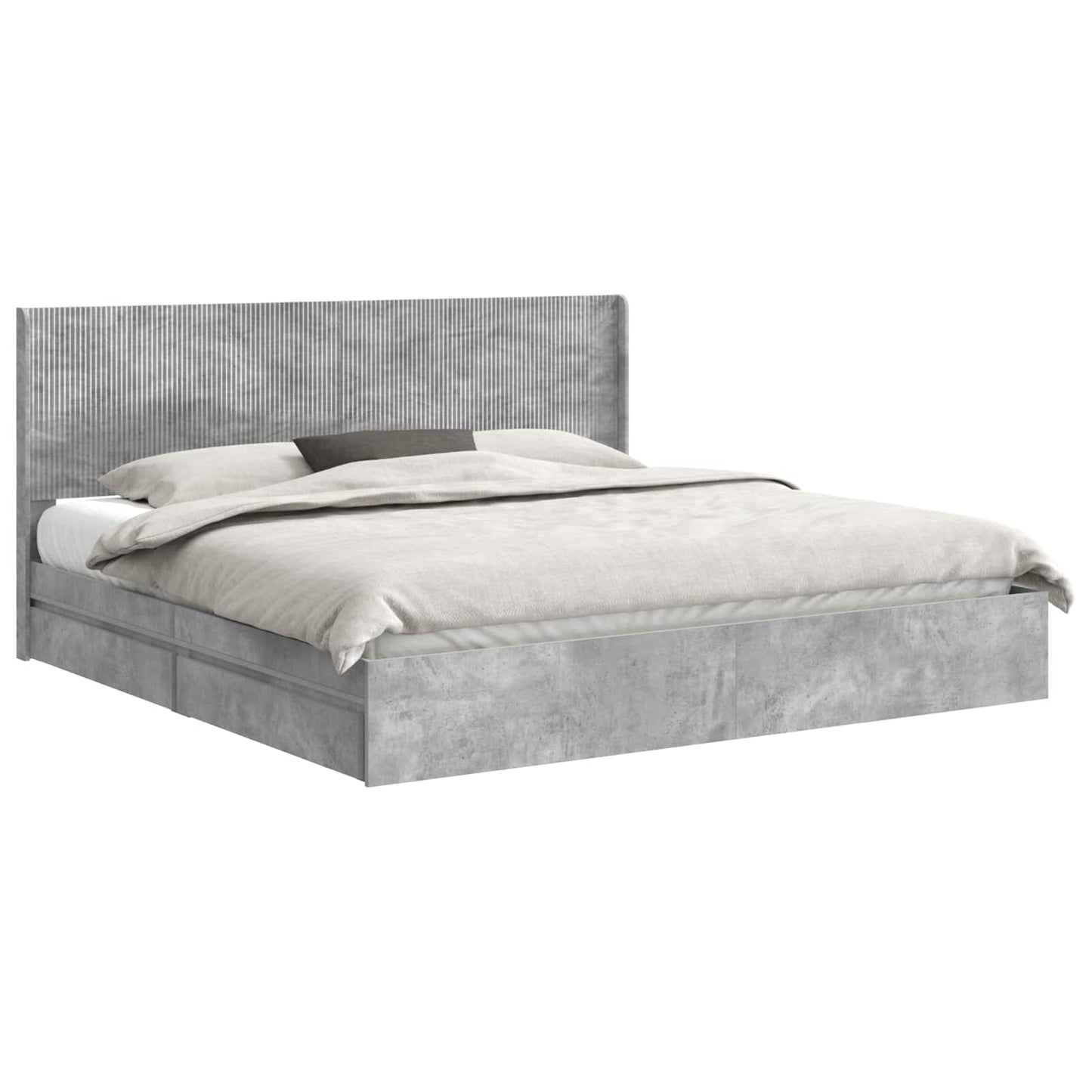 Bed Frame with Storage and Headboard Concrete Grey 200 x 200 cm