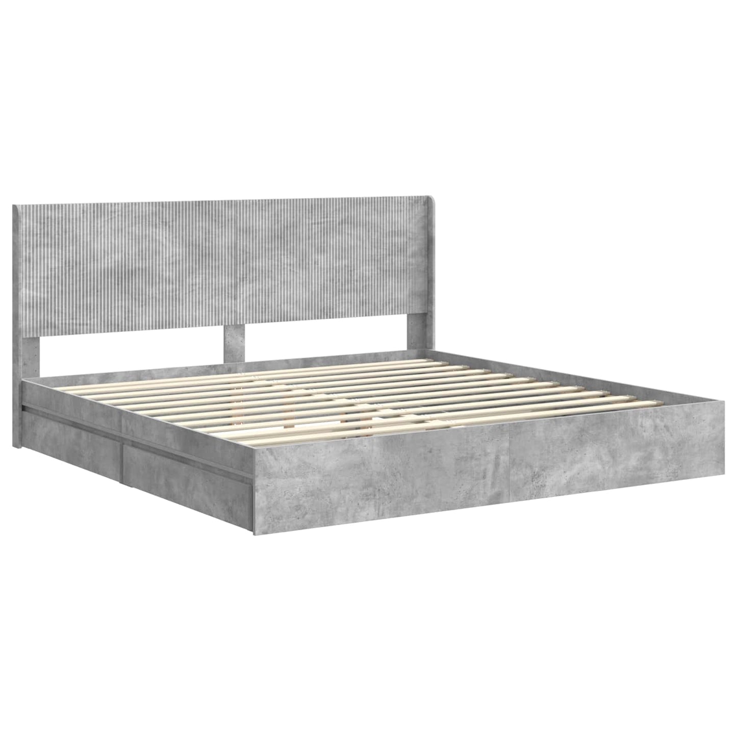 Bed Frame with Storage and Headboard Concrete Grey 200 x 200 cm
