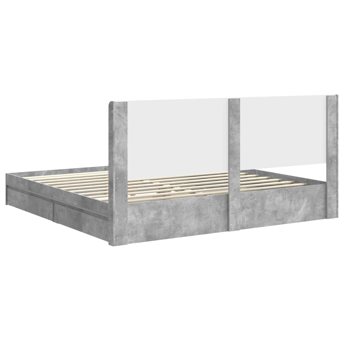 Bed Frame with Storage and Headboard Concrete Grey 200 x 200 cm