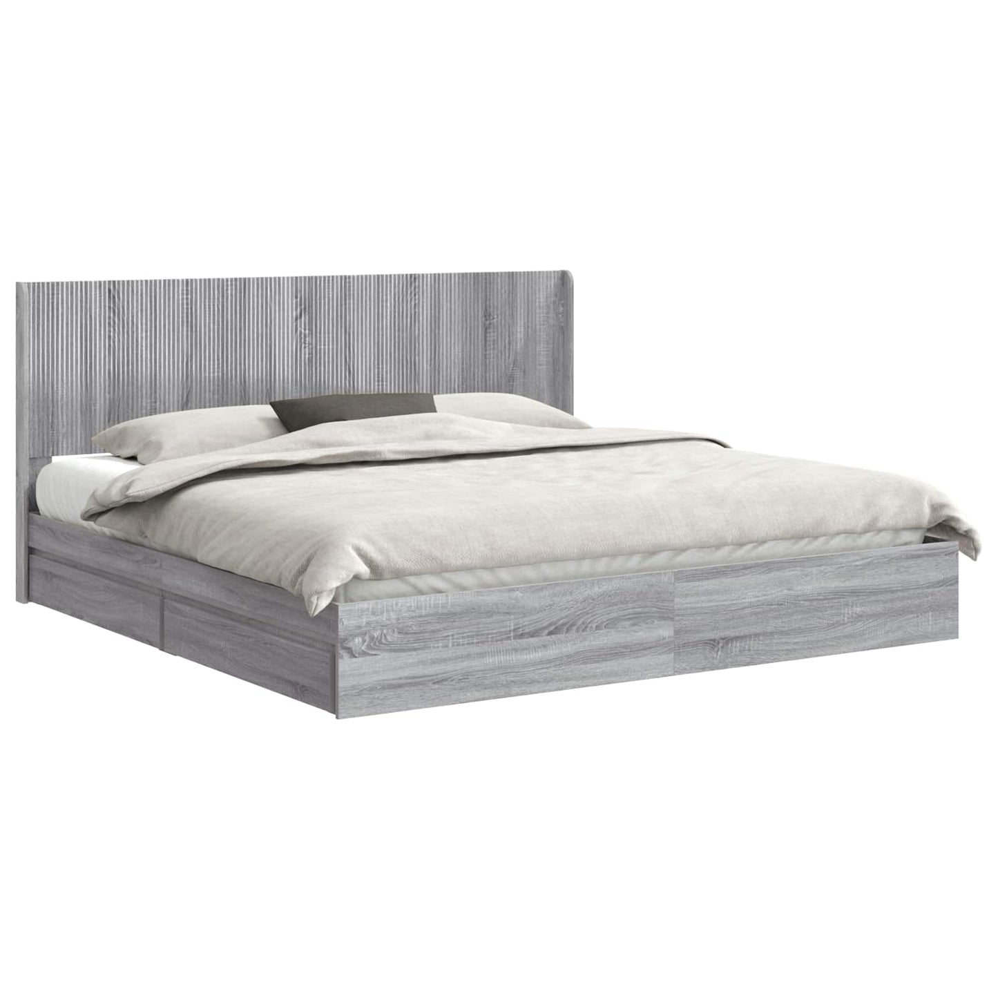 Bed Frame with Storage and Headboard Grey Sonoma 200 x 200 cm