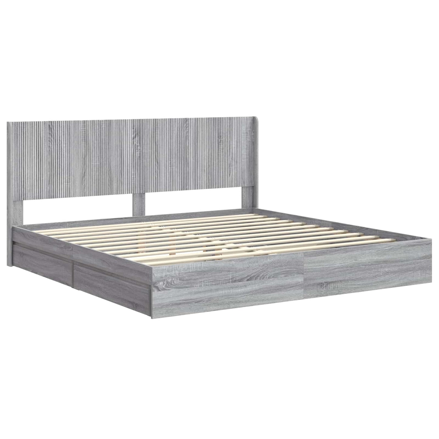Bed Frame with Storage and Headboard Grey Sonoma 200 x 200 cm