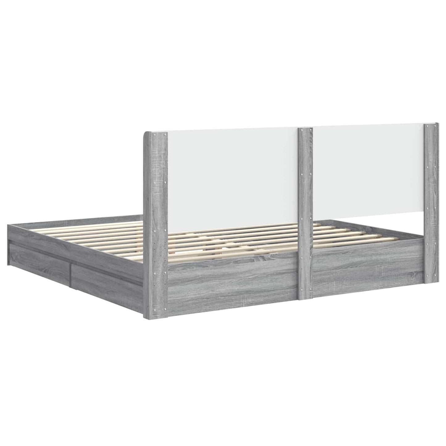 Bed Frame with Storage and Headboard Grey Sonoma 200 x 200 cm