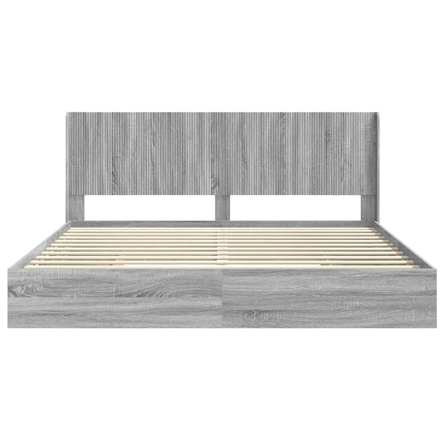 Bed Frame with Storage and Headboard Grey Sonoma 200 x 200 cm