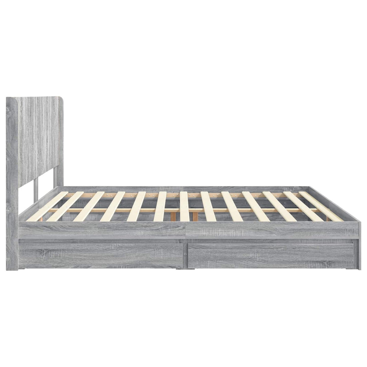 Bed Frame with Storage and Headboard Grey Sonoma 200 x 200 cm