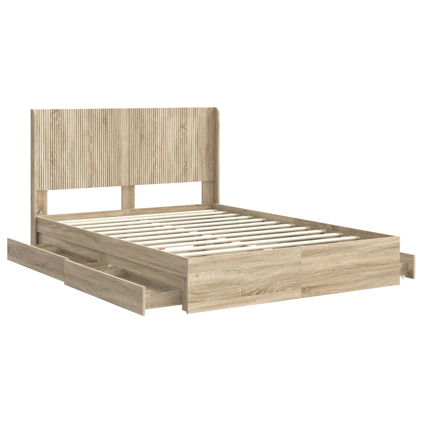 Bed Frame with Storage and Headboard Sonoma Oak 160 x 200 cm