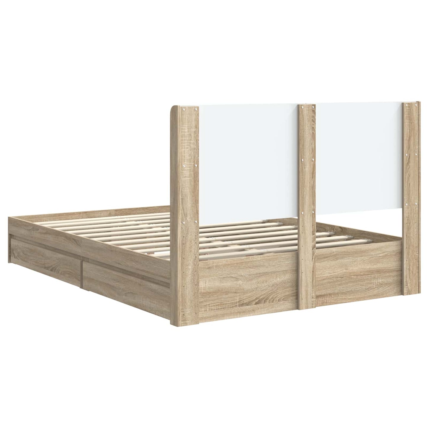 Bed Frame with Storage and Headboard Sonoma Oak 160 x 200 cm