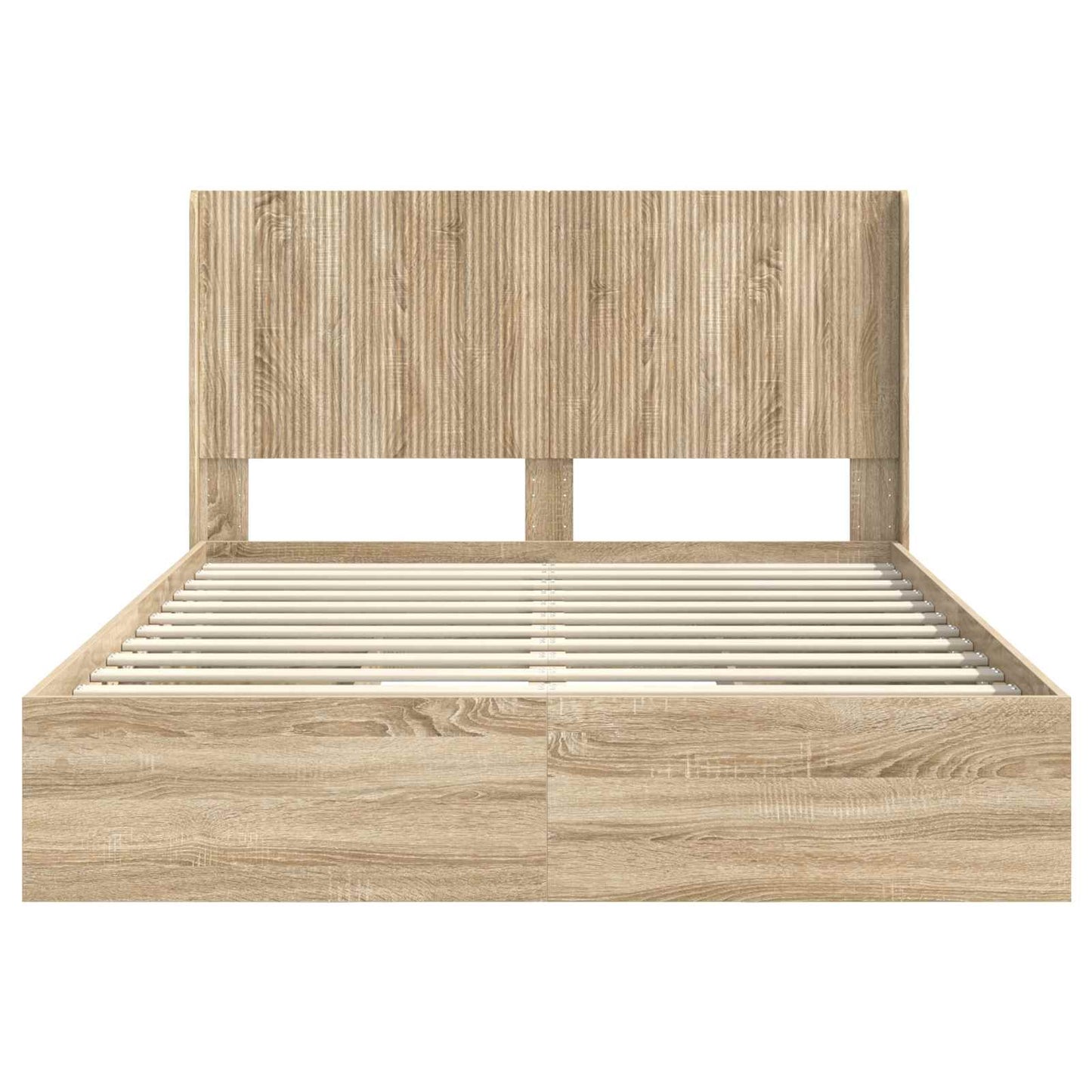 Bed Frame with Storage and Headboard Sonoma Oak 160 x 200 cm