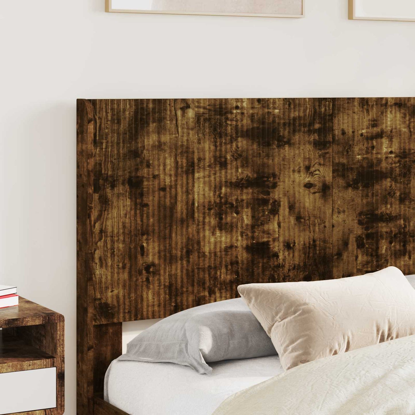 Bed Frame with Storage and Headboard Smoked Oak 160 x 200 cm