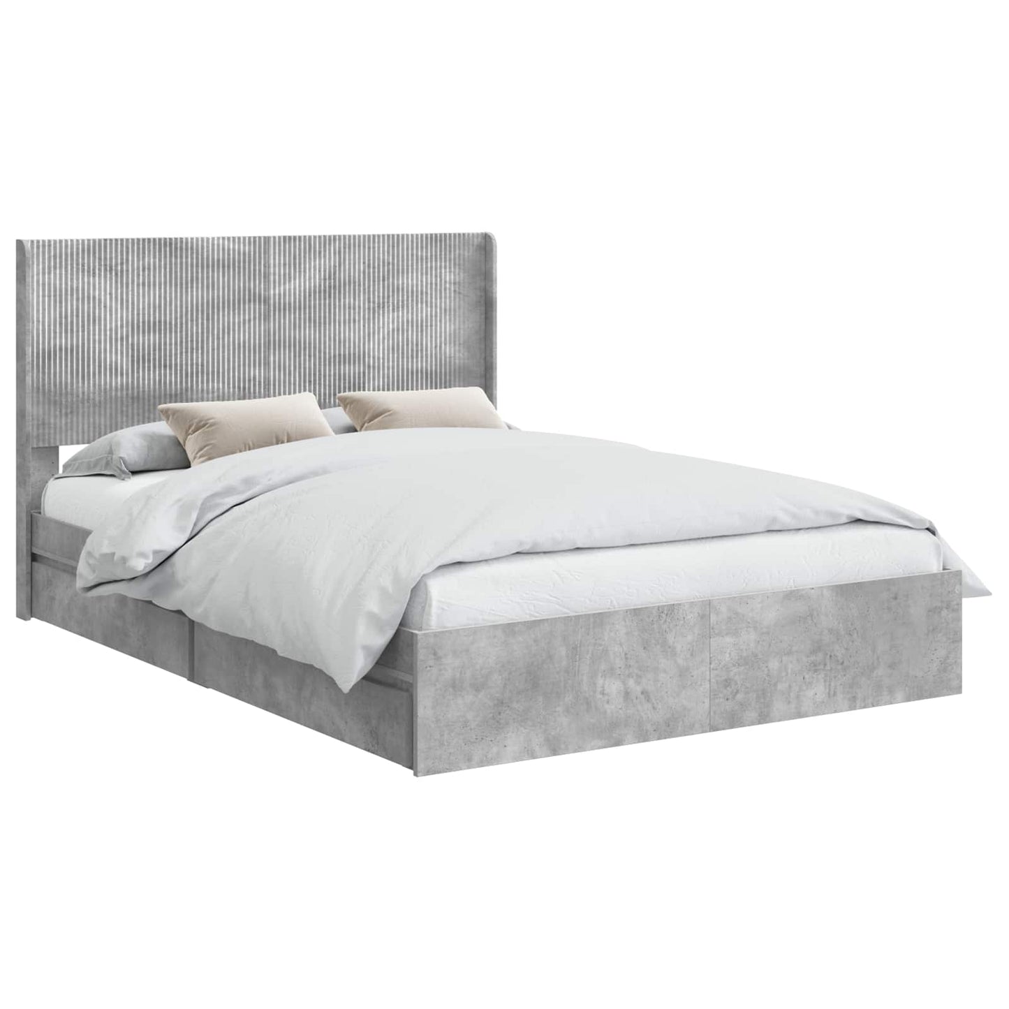 Bed Frame with Storage and Headboard Concrete Grey 150 x 200 cm
