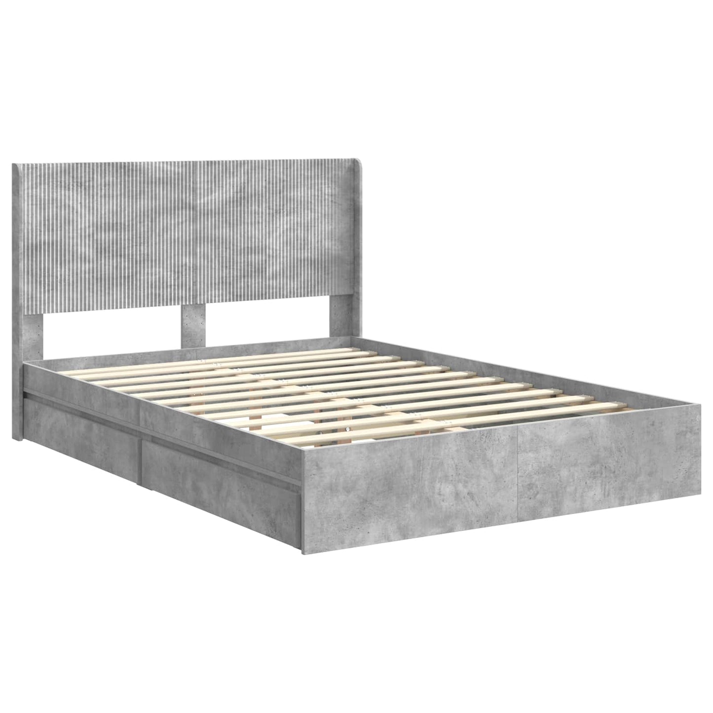 Bed Frame with Storage and Headboard Concrete Grey 150 x 200 cm
