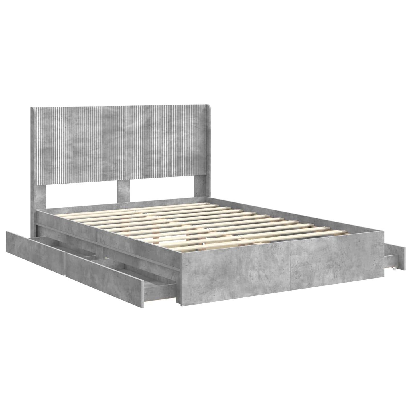 Bed Frame with Storage and Headboard Concrete Grey 150 x 200 cm